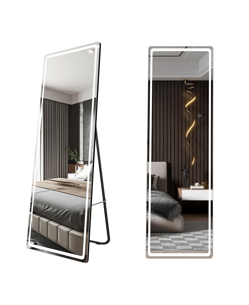Vlsrka Led Full-Length Mirror with Stand, Suitable for Outfit Checks.