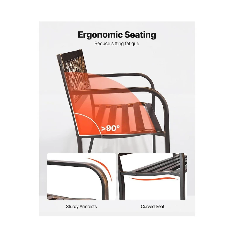 Sturdy Metal Garden Bench with Pvc Mesh Back Design