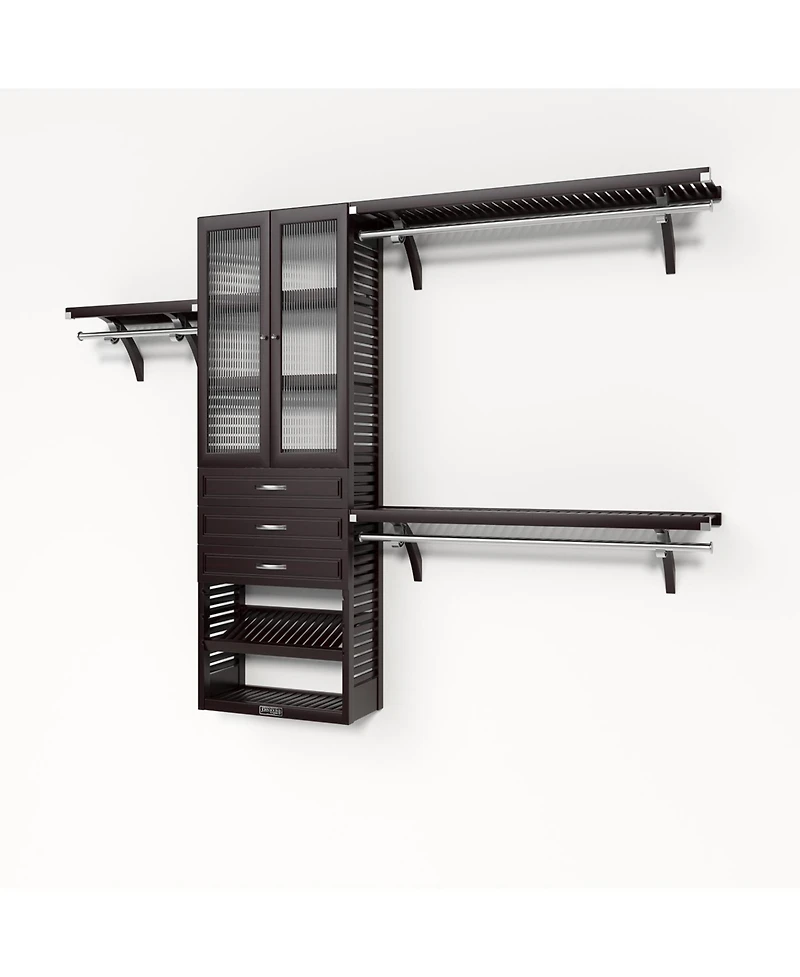 John Louis Home Solid Wood Reach-In Closet Organizer with 3 Drawers and Glass Doors