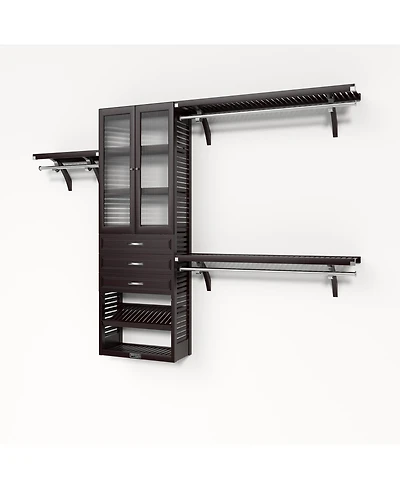 John Louis Home Solid Wood Reach-In Closet Organizer with 3 Drawers and Glass Doors