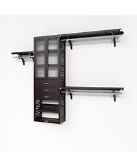 John Louis Home Solid Wood Reach-In Closet Organizer with 3 Drawers and Glass Doors