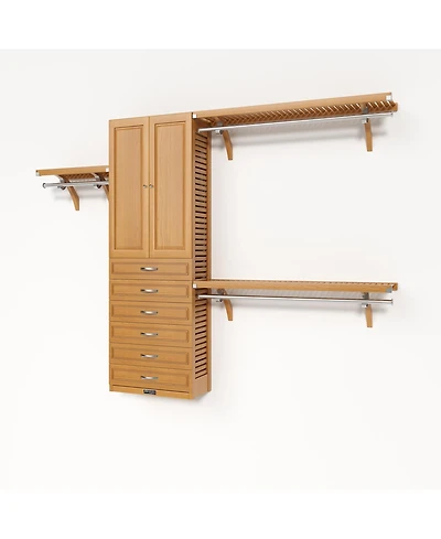 Solid Wood Reach-In Closet Organizer with 6 Drawers and Doors