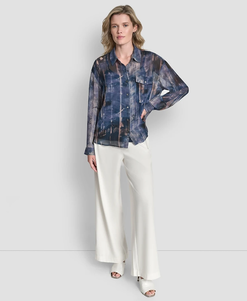 Dkny Women's Printed Long Sleeve Shirt