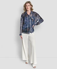 Dkny Women's Printed Long Sleeve Shirt