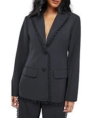 Warehouse Women's Oversized Lace Frill Trim Blazer
