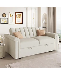 Maison Boucle Pull-Out Sleeper Loveseat Sofa with Adjustable Backrest, Small Space Convertible Couch Bed for Guest Room or Apartment