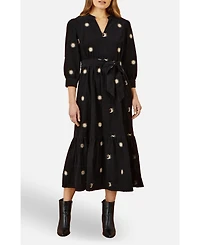 Yumi Women's Cosmic Embroidery Cord Midi Shirt Dress