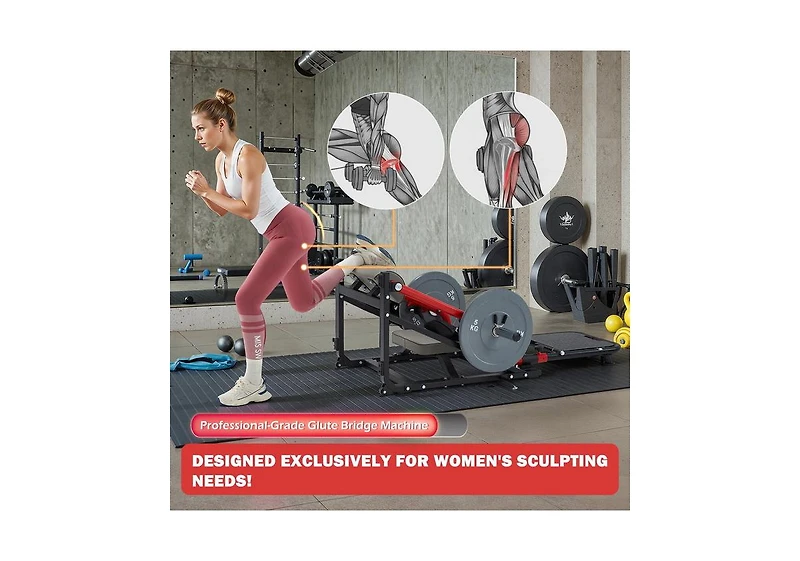 Aecojoy Hip Thrust Machine with Adjustable Footboard, 800LBS Plate-Loaded Glute Bridge Machine