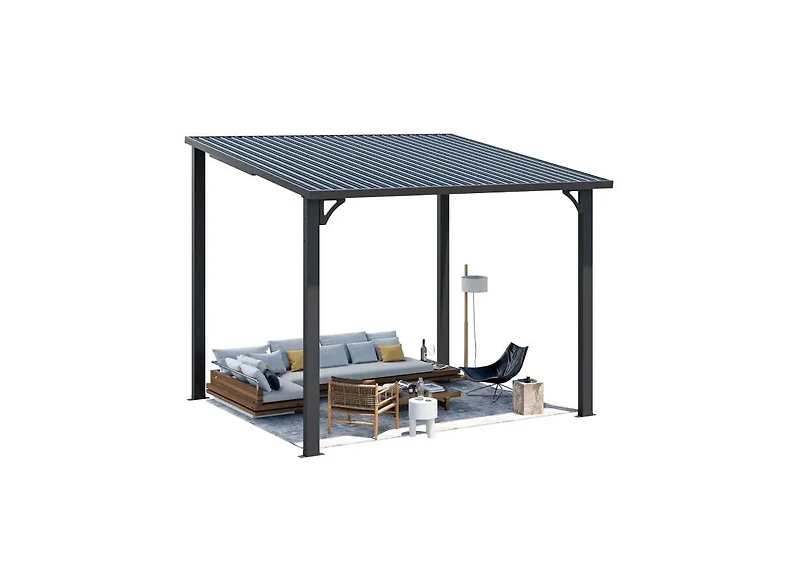 Aecojoy 10'X8' Hardtop Gazebo Outdoor Pergola Lean to Metal Pergolas