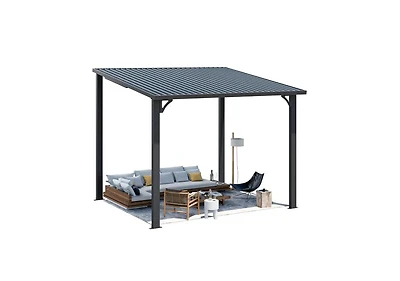 Aecojoy 10'X8' Hardtop Gazebo Outdoor Pergola Lean to Metal Pergolas