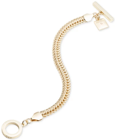 Anne Klein Gold-Tone Flat Chain Toggle Bracelet