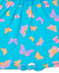 Angel Beach Toddler Girls 2T-5T Puff-Sleeve Rashguard and Hipster Swim Bottom, 2-Piece Set