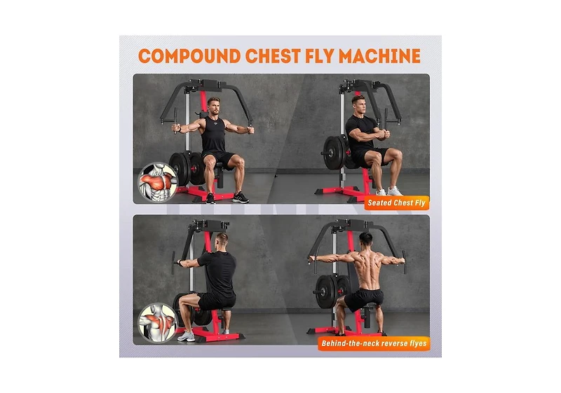Aecojoy Chest Fly Machine, Pec Deck Fly and Reverse Delt Machine, 450lbs Adjustable Upper Body Workout Equipment for Home Gym