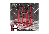 Aecojoy Power Cage Squat Rack with Optional Lat Pulldown, 2000lbs Weight Cable Machine with Pulley Workout System for Home Gym