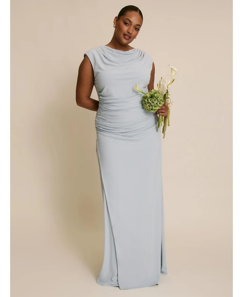 Six Stories Women's Cowl Gathered Short Sleeve Bridesmaid