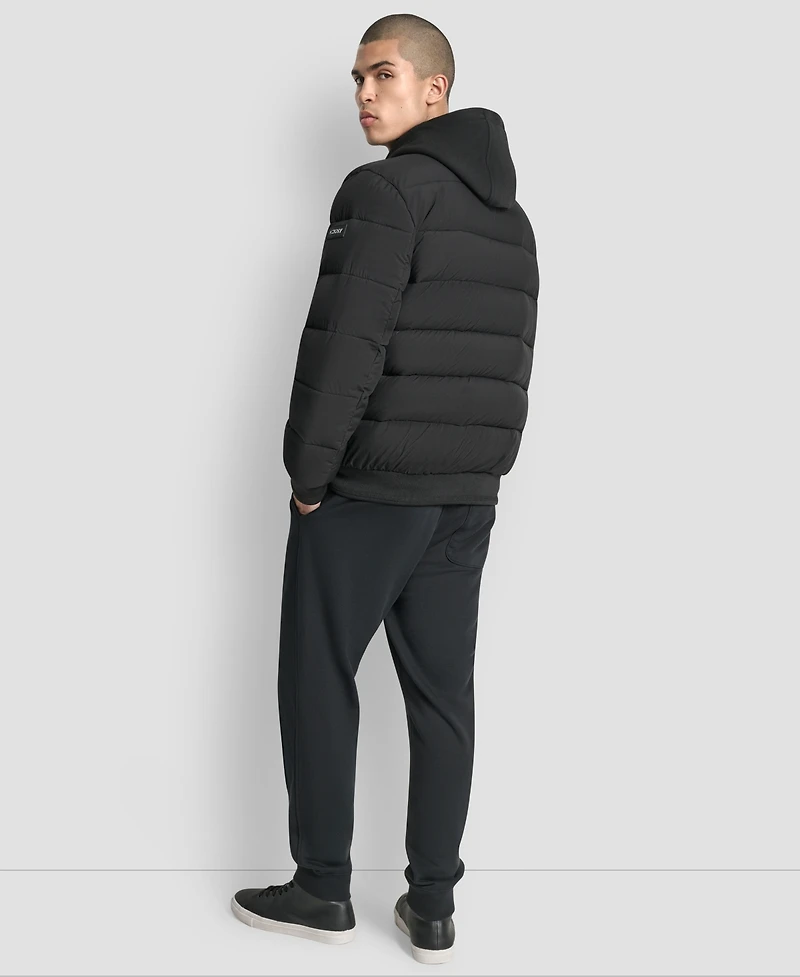 Dkny Men's Hooded Quilted Bomber Puffer Jacket