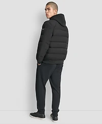 Dkny Men's Hooded Quilted Bomber Puffer Jacket
