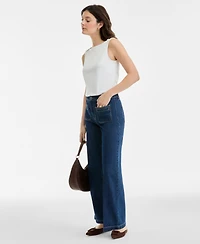 On 34th Women's Patch-Pocket High Rise Wide-Leg Jeans, Macy's Exclusive