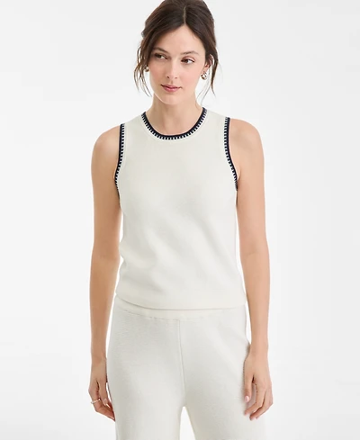 On 34th Women's Tipped Crewneck Sleeveless Sweater, Macy's Exclusive