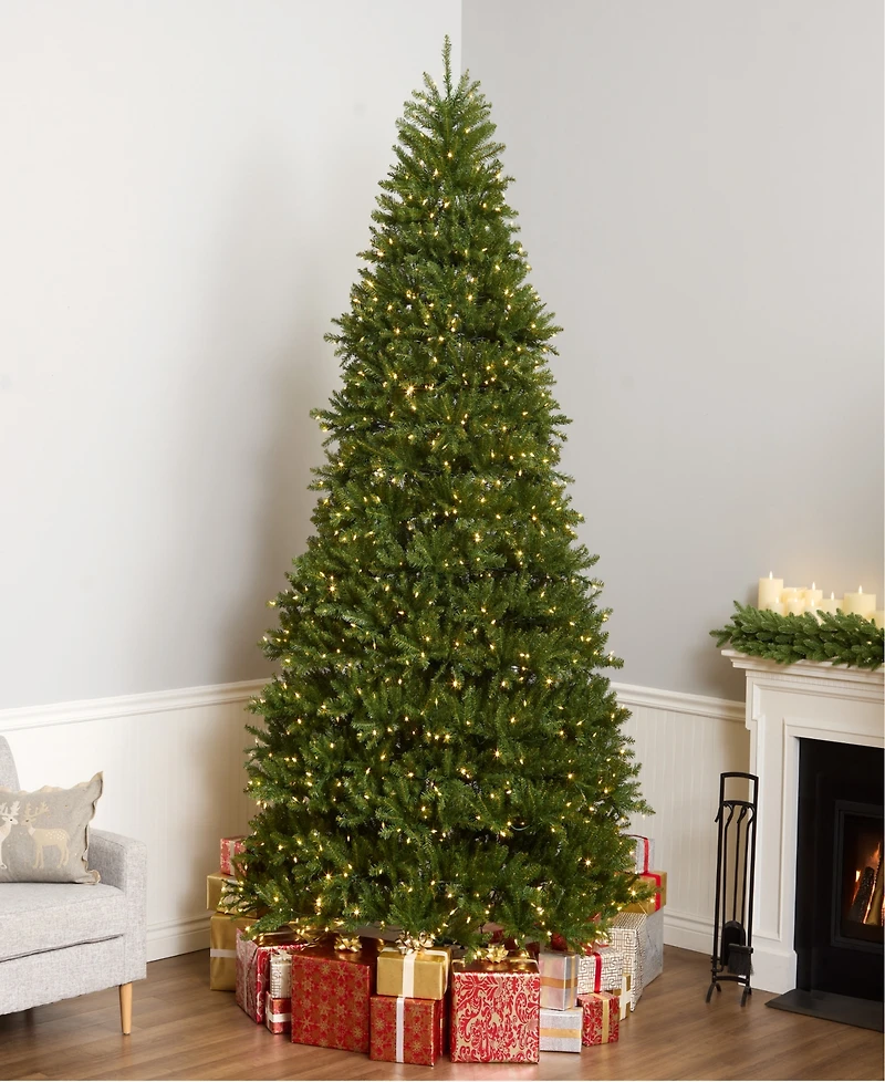 National Tree 10' Dunhill Fir Hinged Tree with 1200 Low Voltage Dual Led Lights with 9 Function Footswitch