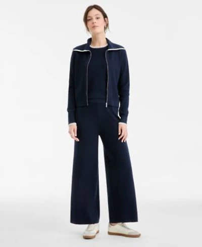 On 34th Womens Tipped Zip Up Cardigan Sleeveless Sweater Pull On Pants Macys Exclusive