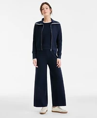 On 34th Womens Tipped Zip Up Cardigan Sleeveless Sweater Pull On Pants Macys Exclusive