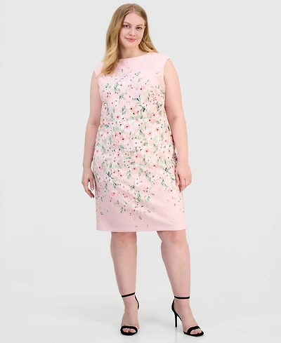 Kasper Plus Floral Sleeveless Sheath Dress