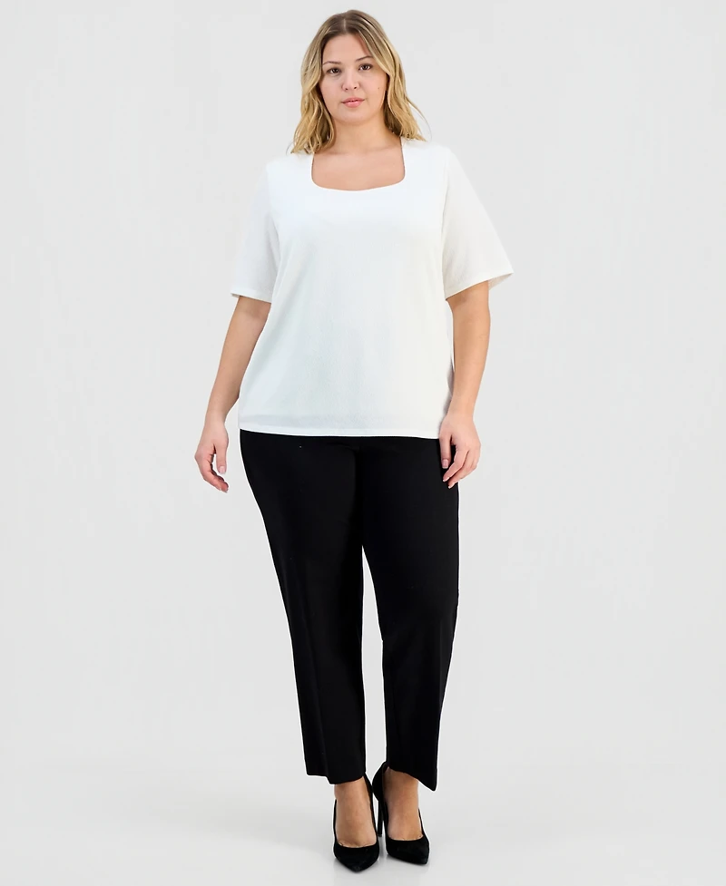 Kasper Trendy Plus Textured Square-Neck Top
