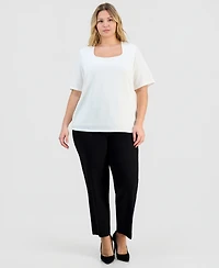 Kasper Trendy Plus Textured Square-Neck Top