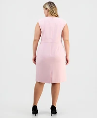 Kasper Plus Round-Neck Stretch-Crepe Sheath Dress