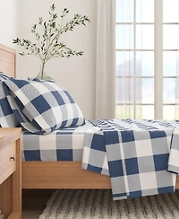 Linery & Co. 100% Turkish Cotton Flannel Printed Sheet Set - Buffalo check