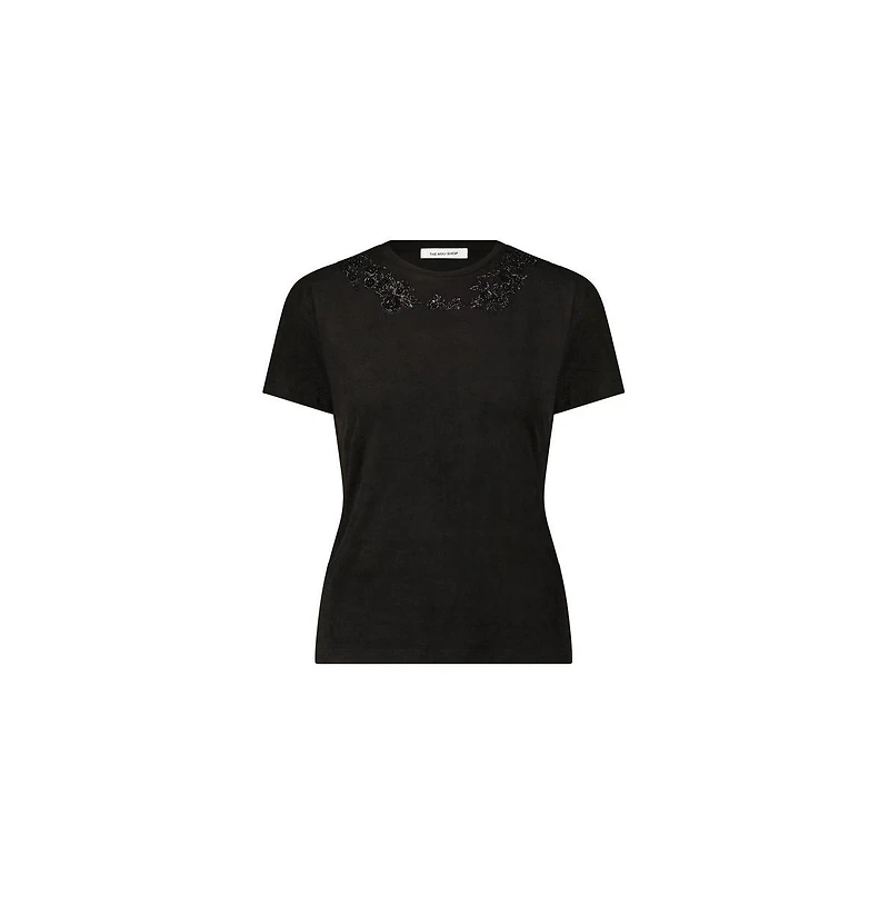 The Noli Shop Women's Amaya Floral Sequin T-Shirt - Black