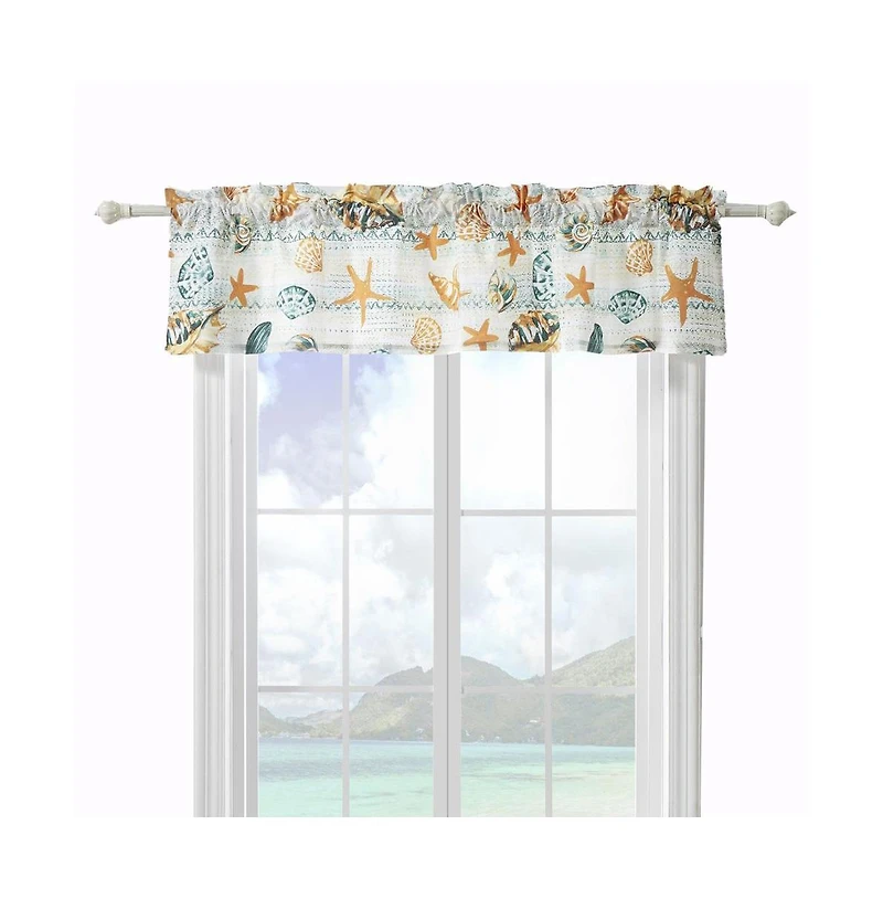 Greenland Home Fashions Kona Luxurious 3" Rod Pocket Window Valance 84" x 16" Ocean