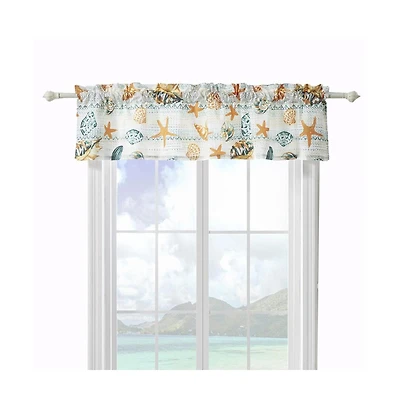 Greenland Home Fashions Kona Luxurious 3" Rod Pocket Window Valance 84" x 16" Ocean