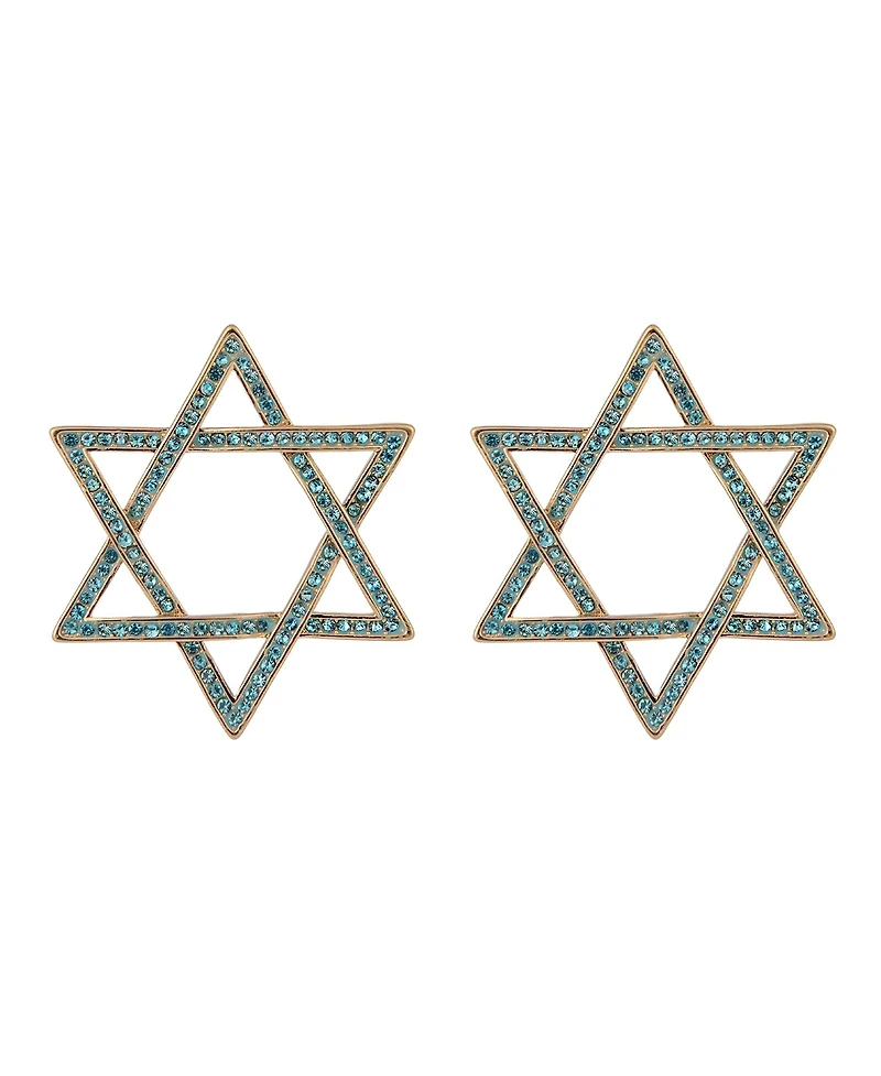 Hallmark Blue Stone Star of David Hoop Earrings