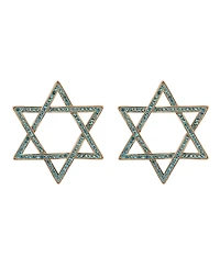 Hallmark Blue Stone Star of David Hoop Earrings