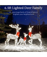 Best Choice Products 6.5ft 3-Piece Lighted Christmas Deer Set Outdoor Yard Decoration with 385 Led Lights, Stakes