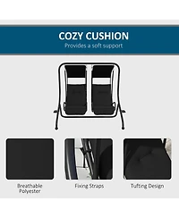 Outsunny 2-Seat Patio Swing Chair w/ Removable Canopy & Cup Holders,