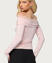 Edikted Women's Janus Lacey Fold Over Top