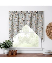 Ellis Curtain Ellis Bella Rose Stylish Medium Scale Printed Floral Pattern 1.5" Rod Pocket Tailored Swag 56"x36" Mist