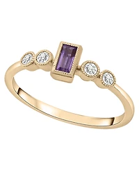 Macy's Amethyst (1/6 ct. t.w.) & Diamond (1/10 ct. t.w.) Baguette Ring in 14k Gold-Plated Over Sterling Silver