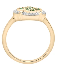 Macy's Emerald (1/3 ct. t.w.) & Diamond (1/6 ct. t.w.) Clover Ring in 14k Yellow Gold Over Sterling Silver