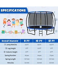 Sugift 12FT Astm Approved Recreational Trampoline with Ladder