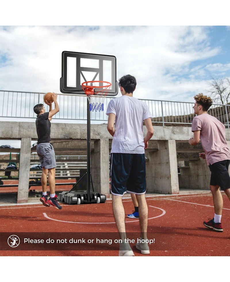 Sugift 4.4-10 Feet Portable Basketball Hoop Adjustable with 2 Wheels and Fillable Base-Black