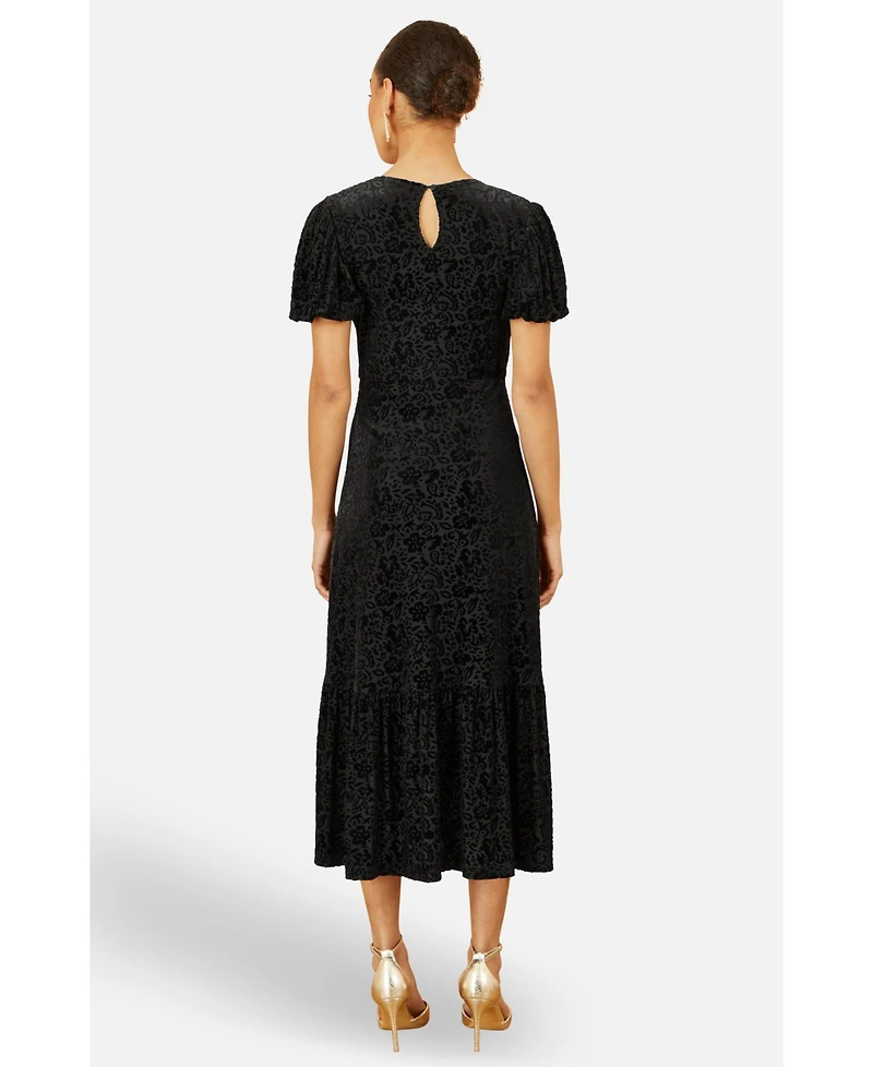 Yumi Women's Velvet Twist Waist Midi Dress