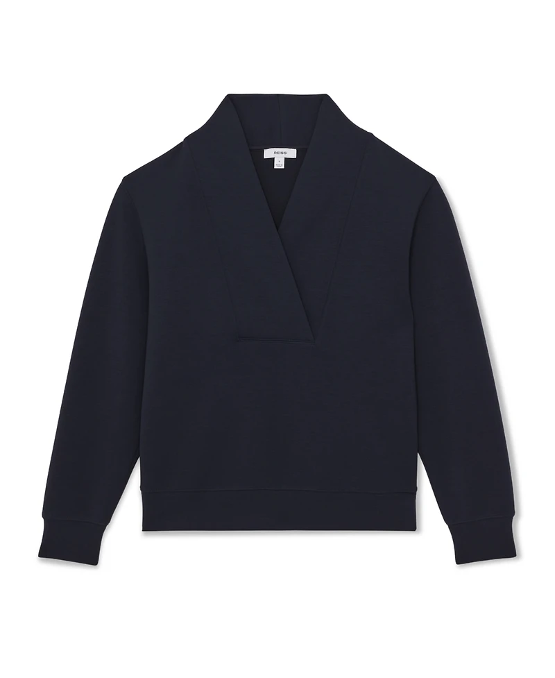 Reiss Women's Interlock Shawl-Neck with Modal Sweatshirt