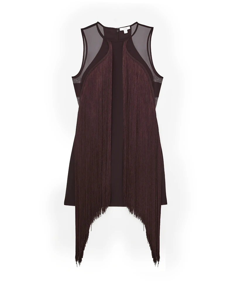 Reiss Women's Fringe-Detail Sheer-Panel Mini Dress