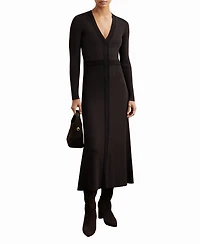 Reiss Women's Craft-Stitch Rib-Knit Midi Dress
