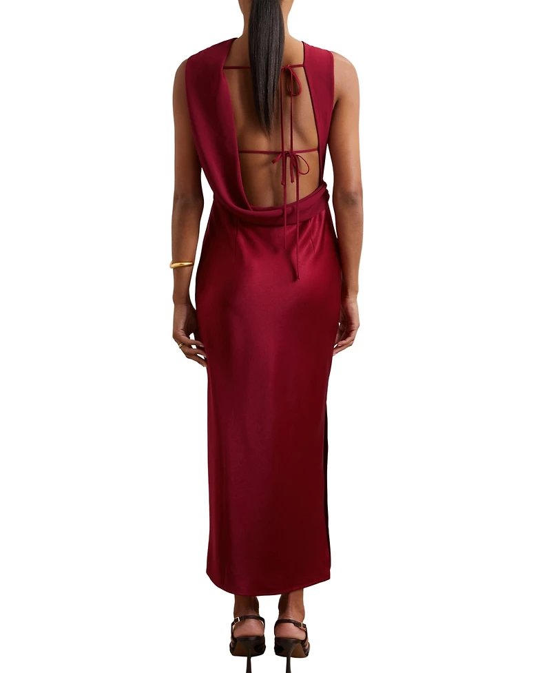 Reiss Women's Satin Draped Open-Back Dress