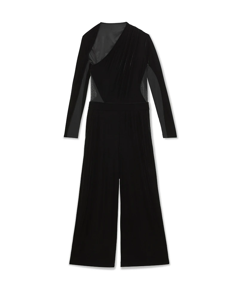 Reiss Women's Velvet Sheer-Panel Wide-Leg Jumpsuit
